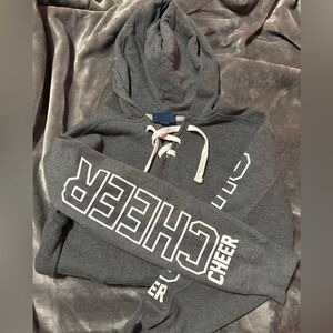 Charcoal Cheer Hoodie with Lace-Up Detail